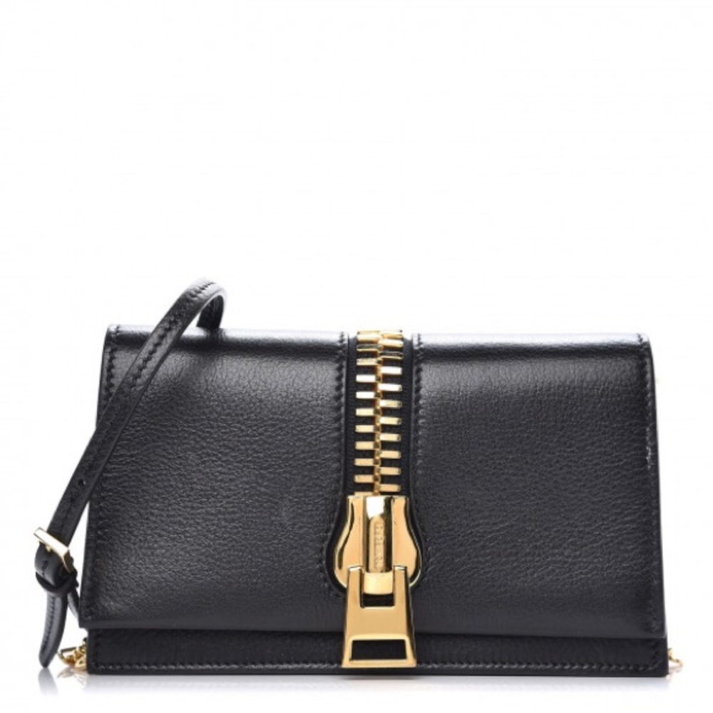 Sergio Feretti Zip Clutch Black Leather Crossbody Bag
